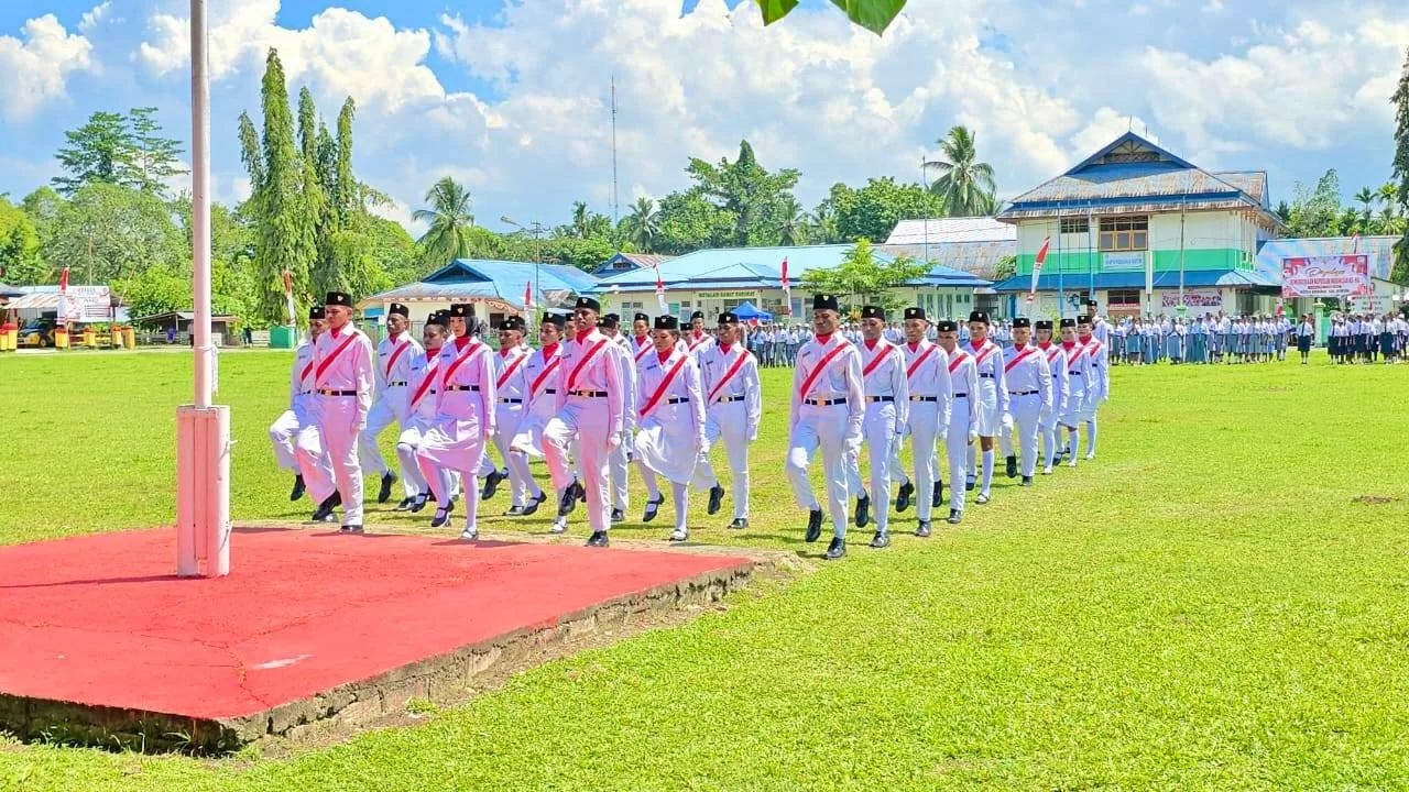Upacara Peringatan HUT RI ke- 80, Tahun 2025 Tingkat Distrik Nimboran Berlangsung Khidmat
